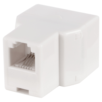 Q-Link telefoon split module RJ11 4 polig 1 female/2female wit