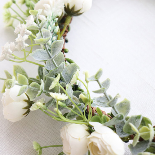 (Ø17cm) Haar Blumenkranz Party Accessoire Rosen Haarband für Hochzeit / Junggesellinnenabschied - Grün / Rosa