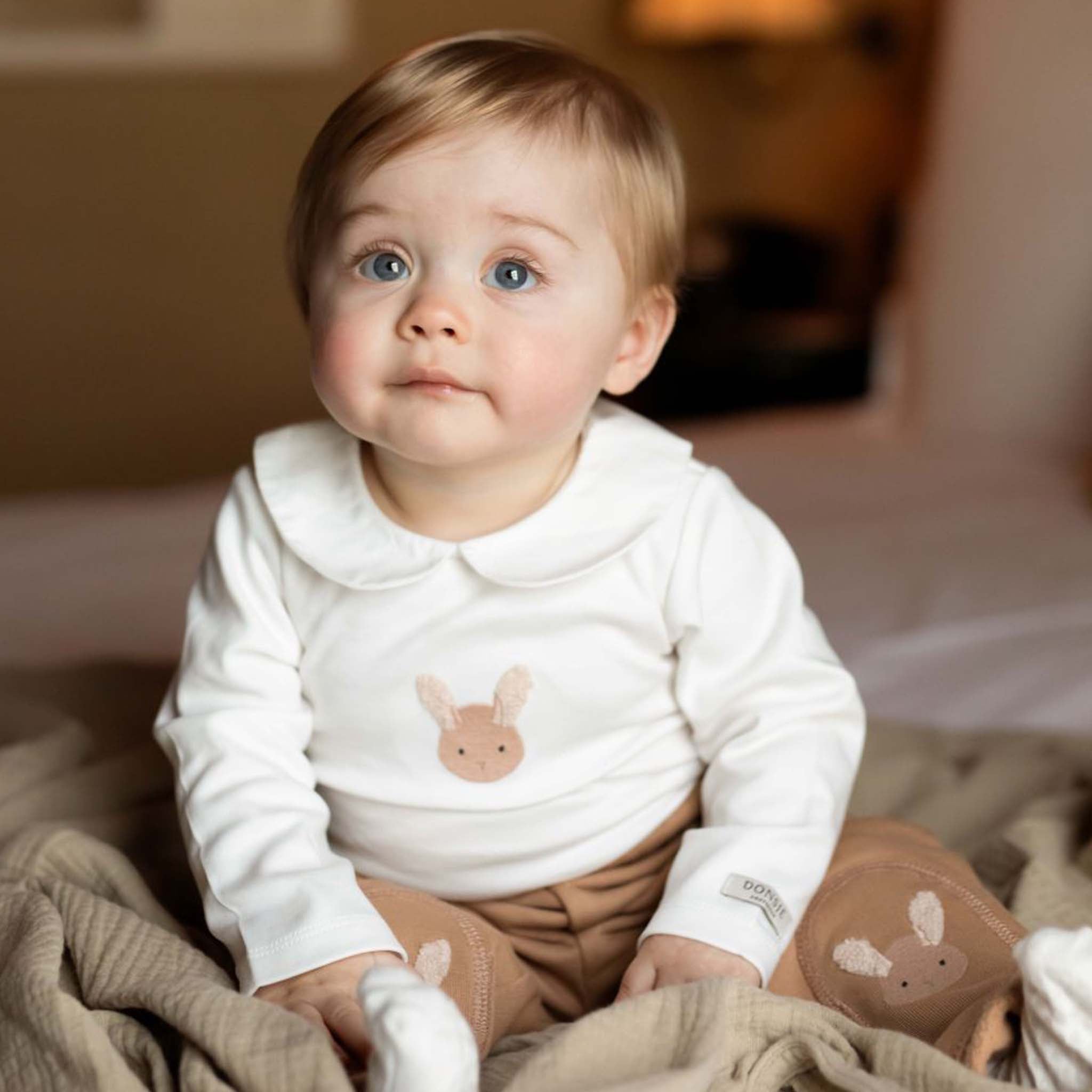 Baby Langarmbody Davo Fluffy Bunny Off White