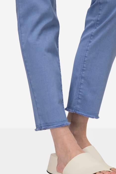 7/8-Slimhose, schmale Passform, 4-Pocket, Fransensaum, mit recyceltem Polyester