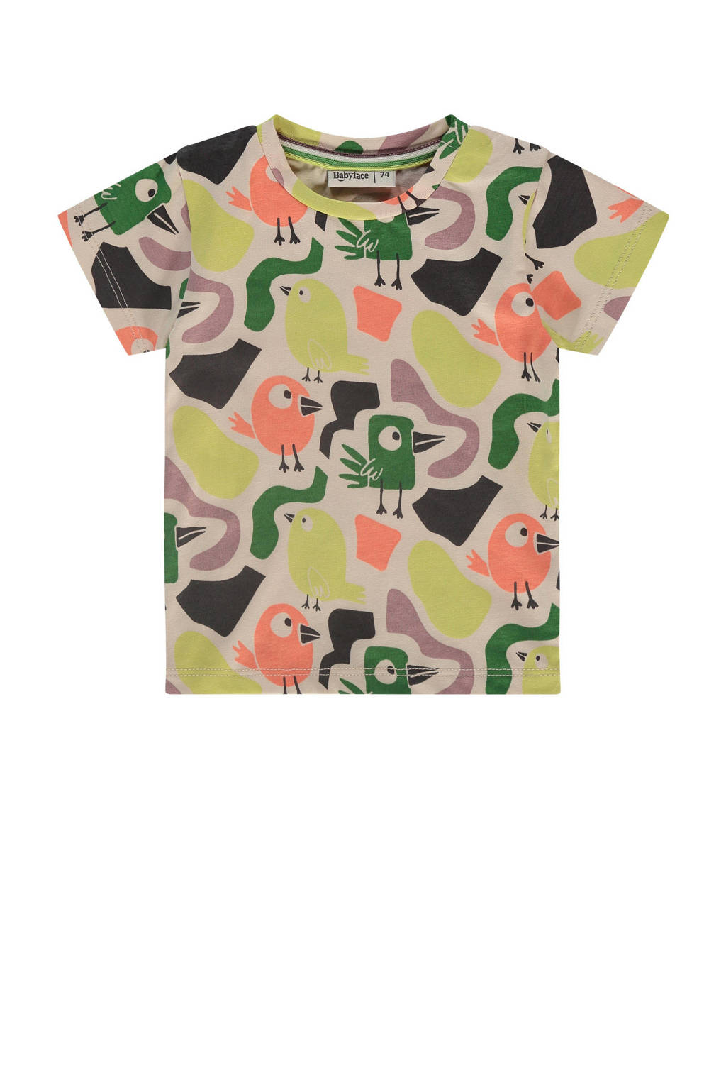 Babyface baby T-shirt met all over print groen/roze/ecru