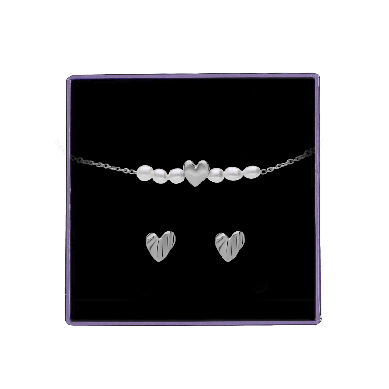 Zilveren armband hart met gratis oorbellen