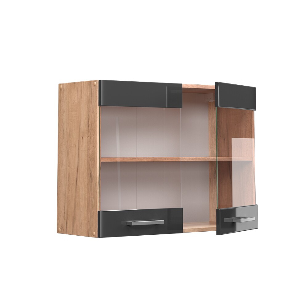 Vicco Hängeglasschrank Küchenschrank Küchenzeile R-Line 80 cm Goldkraft Anthrazit