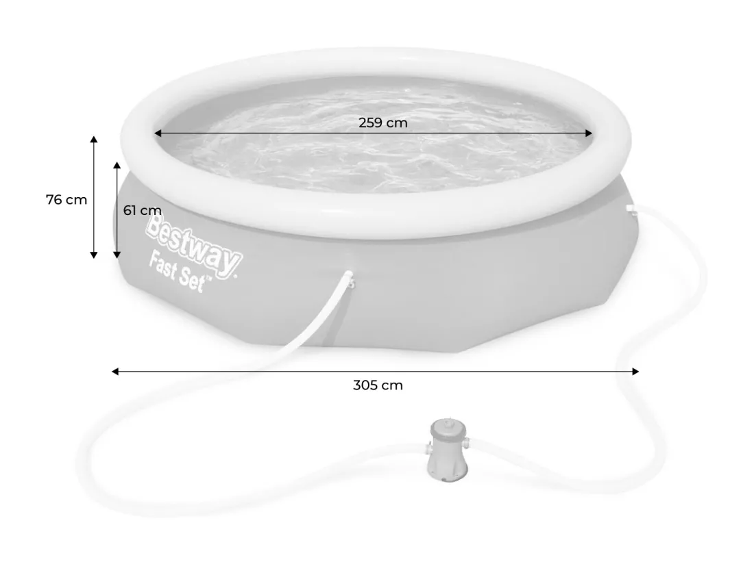 Piscine Autoportante Bestway Fast Set 305x76 cm Filtre à Cartouche de 1.249 litres/heure