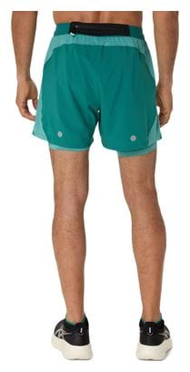 Short 2-en-1 Asics Road 5in Vert Homme