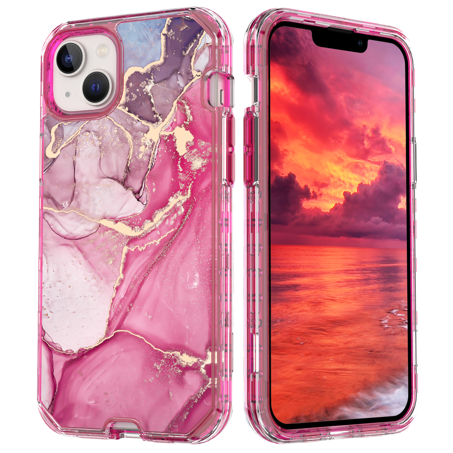 iPhone SE (2022/2020) / 8 / 7 Hybrid Hülle TPU Bumper mit Acryl Rückseite im Marble Marmor Design - Style 4
