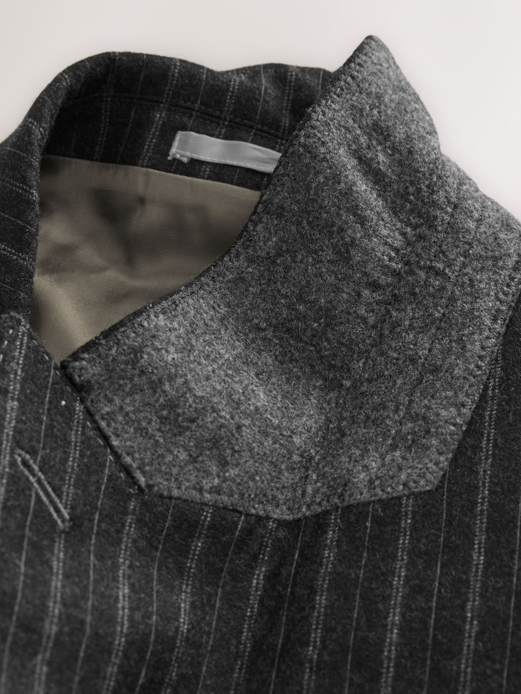 Antraciet - Tailored Fit Signature Empire Mills 100% British Wool Stripe Suit Jacket
