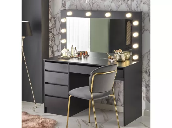 Coiffeuse design noire à led + miroir Bromo