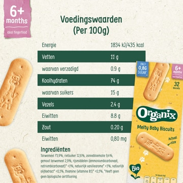 Organix Snack Melty Baby Biscuits 6+m 160g