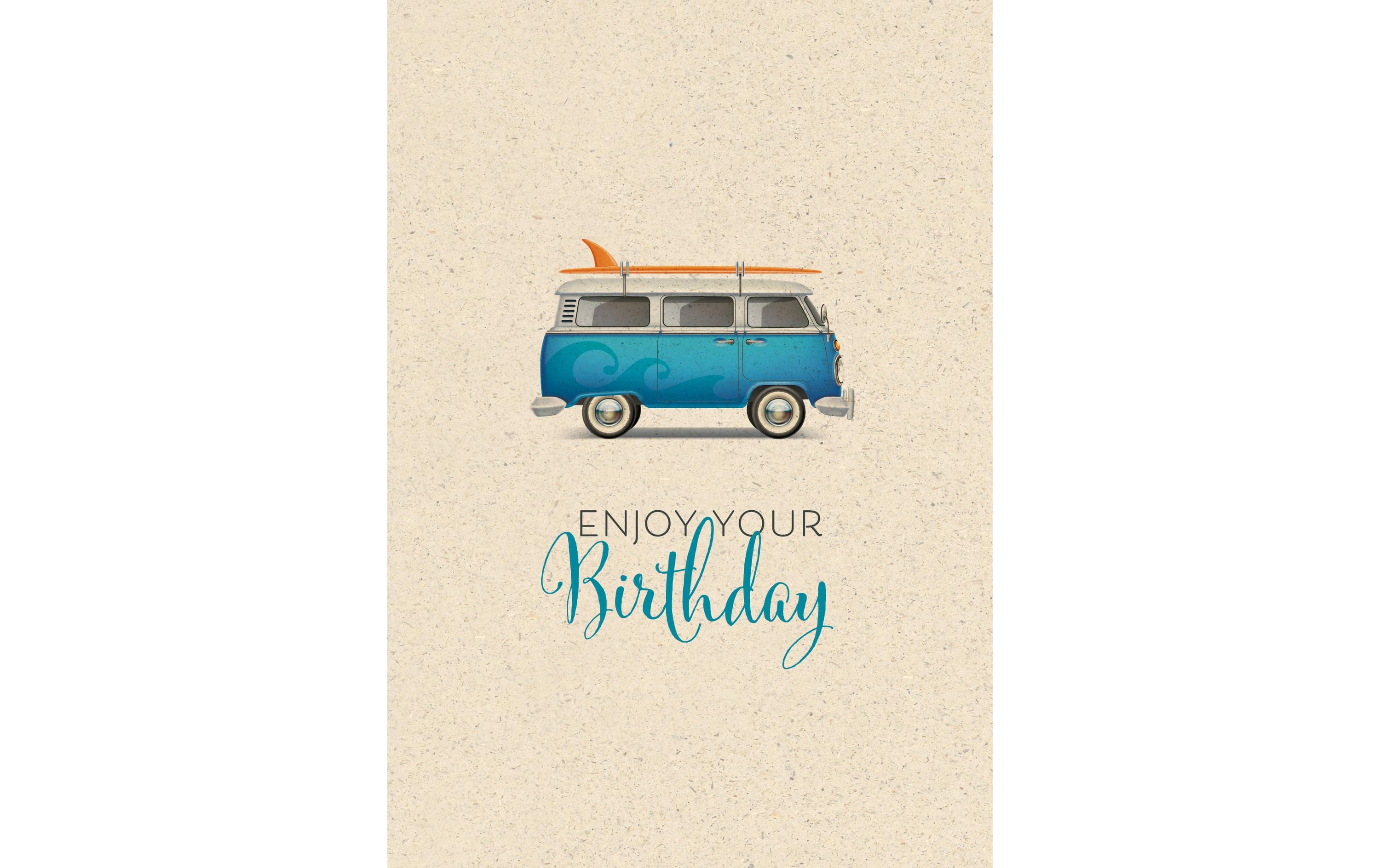 Geburtstagskarte VW Bus 17.5 x 12.2 cmGraspapierkarte