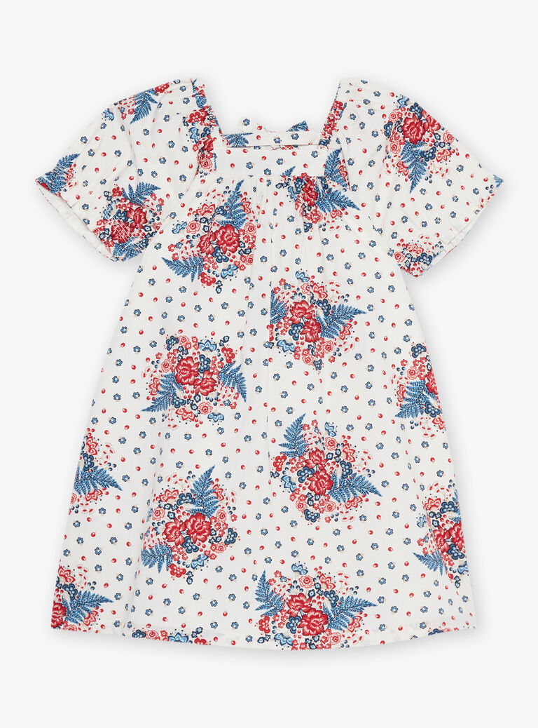 Robe écrue évasée à encolure carrée