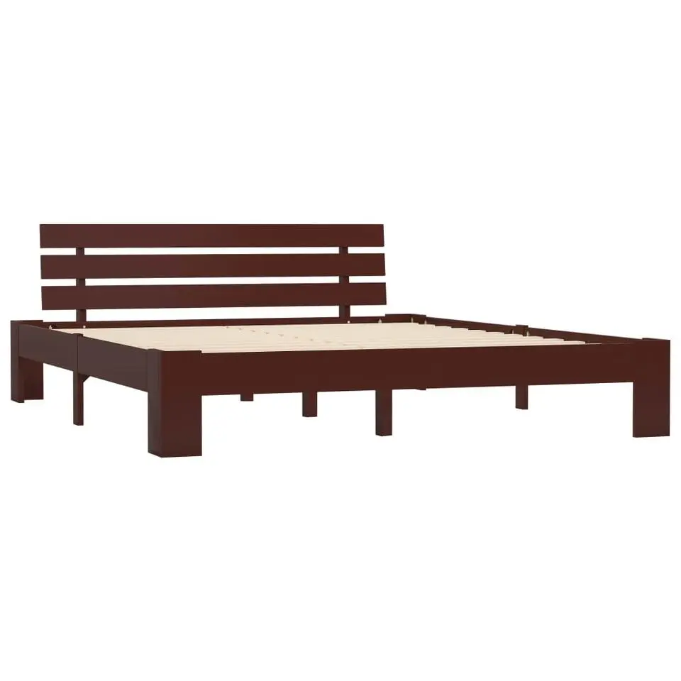 vidaXL - Bed frame met hoofdeinde - Donkerbruin - Grenenhout - 160x200 cm