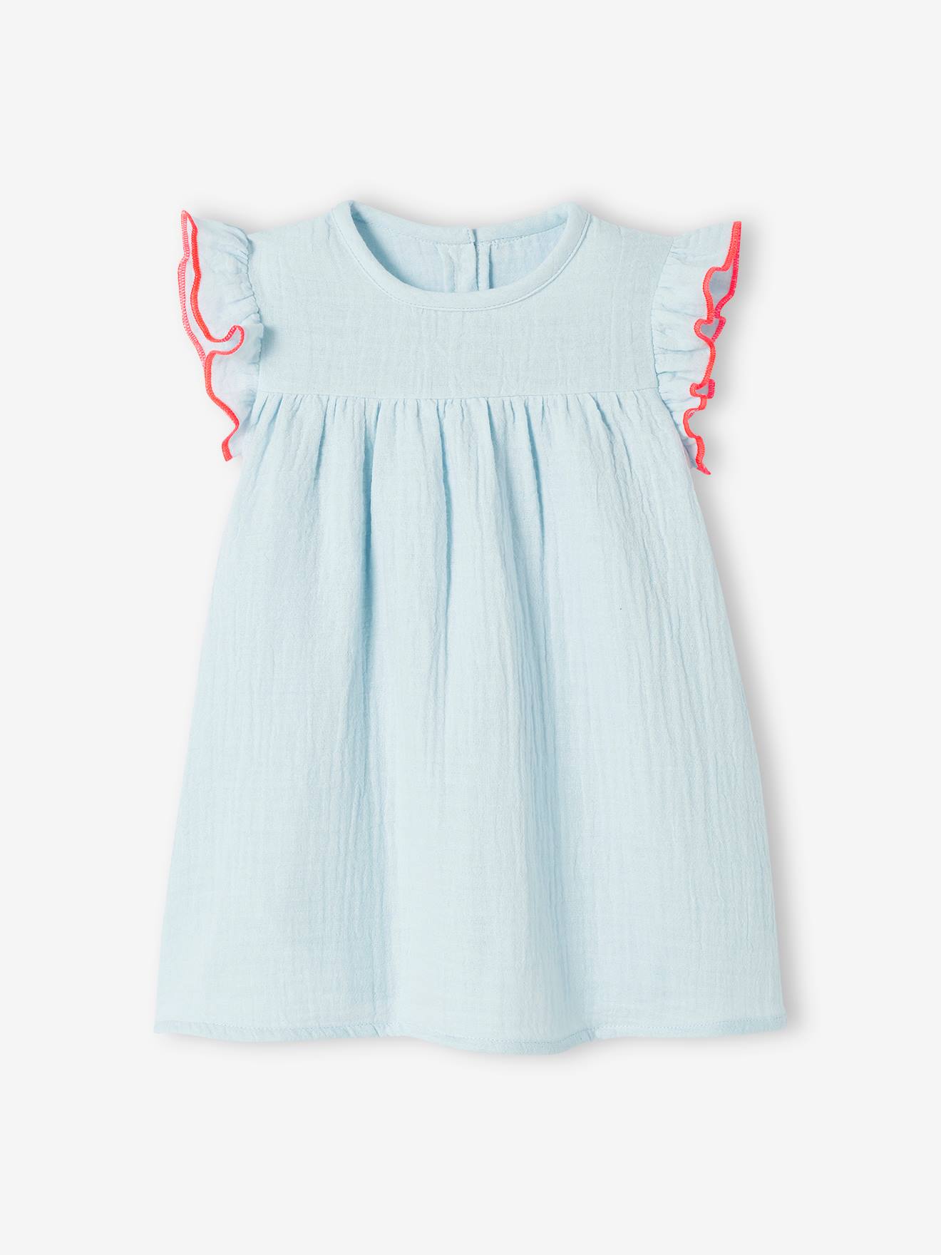 Vestido de bebê com faixa de cabelo em formato de laço azul claro
