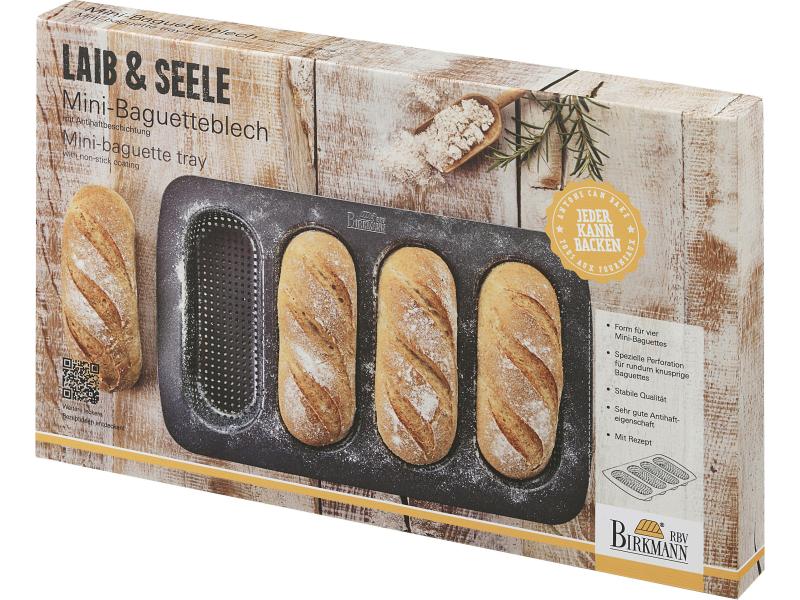 RBV Birkmann Brot-Backform Baguette Mini 4 Mulden Backform für Brötchen