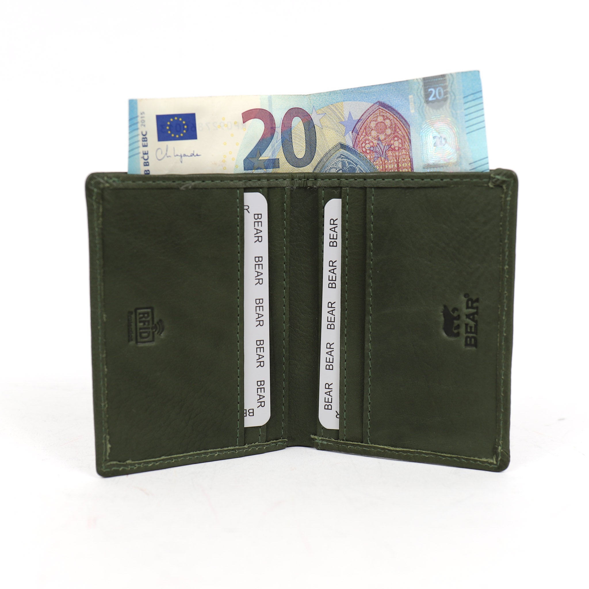 Pasjeshouder met briefgeld vak 'Cas' groen GREEN