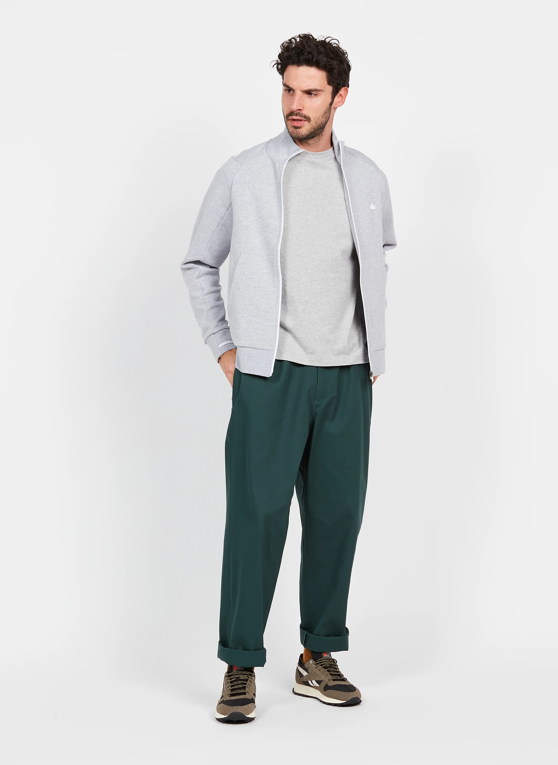 Pantalon droit en coton| Vert