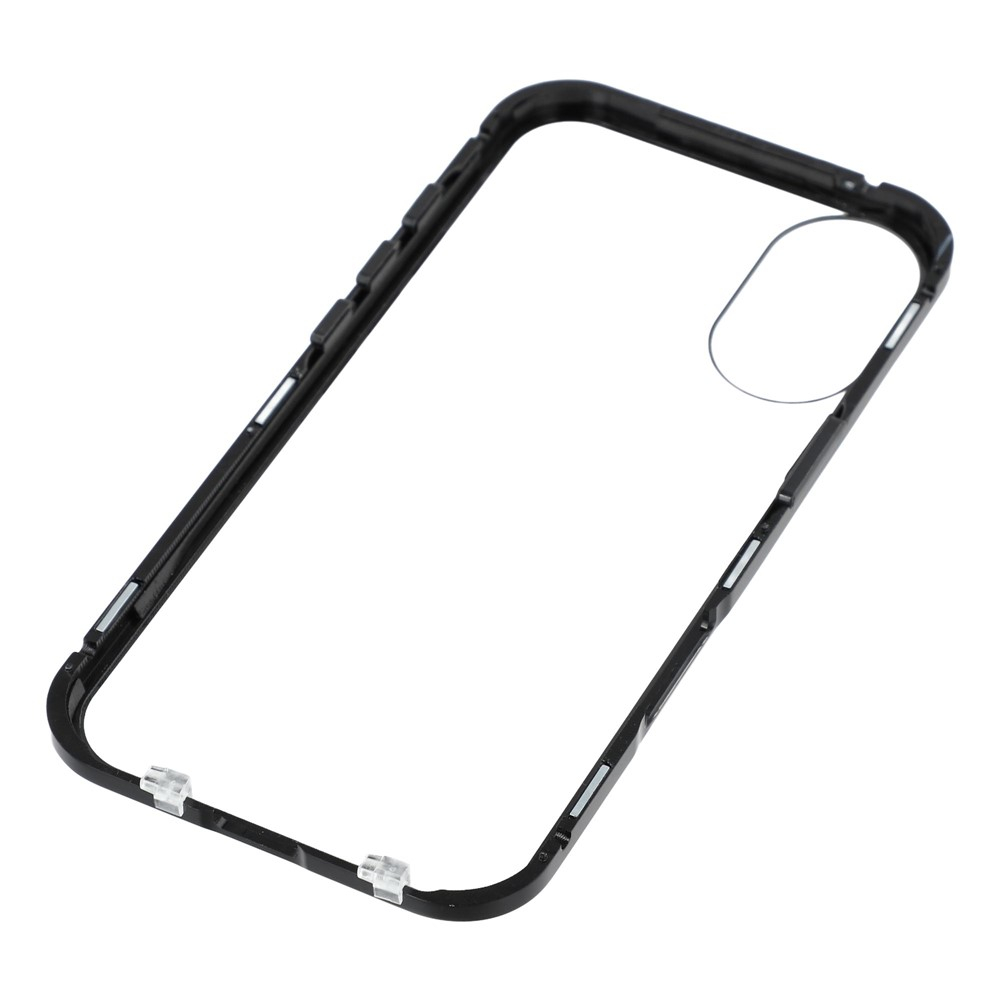 iPhone 17 Magnetische Alu Schutzhülle mit Panzer Glas Backcover   Privacy Displayschutz (Magnet-Technologie) - Schwarz