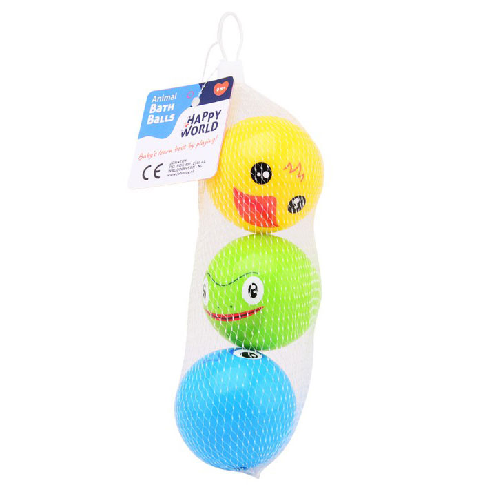 Happy World Dieren Bad Speelballen, 3st.