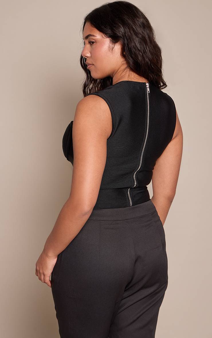 Noir Top Corset Bandage À Manches Courtes Shape