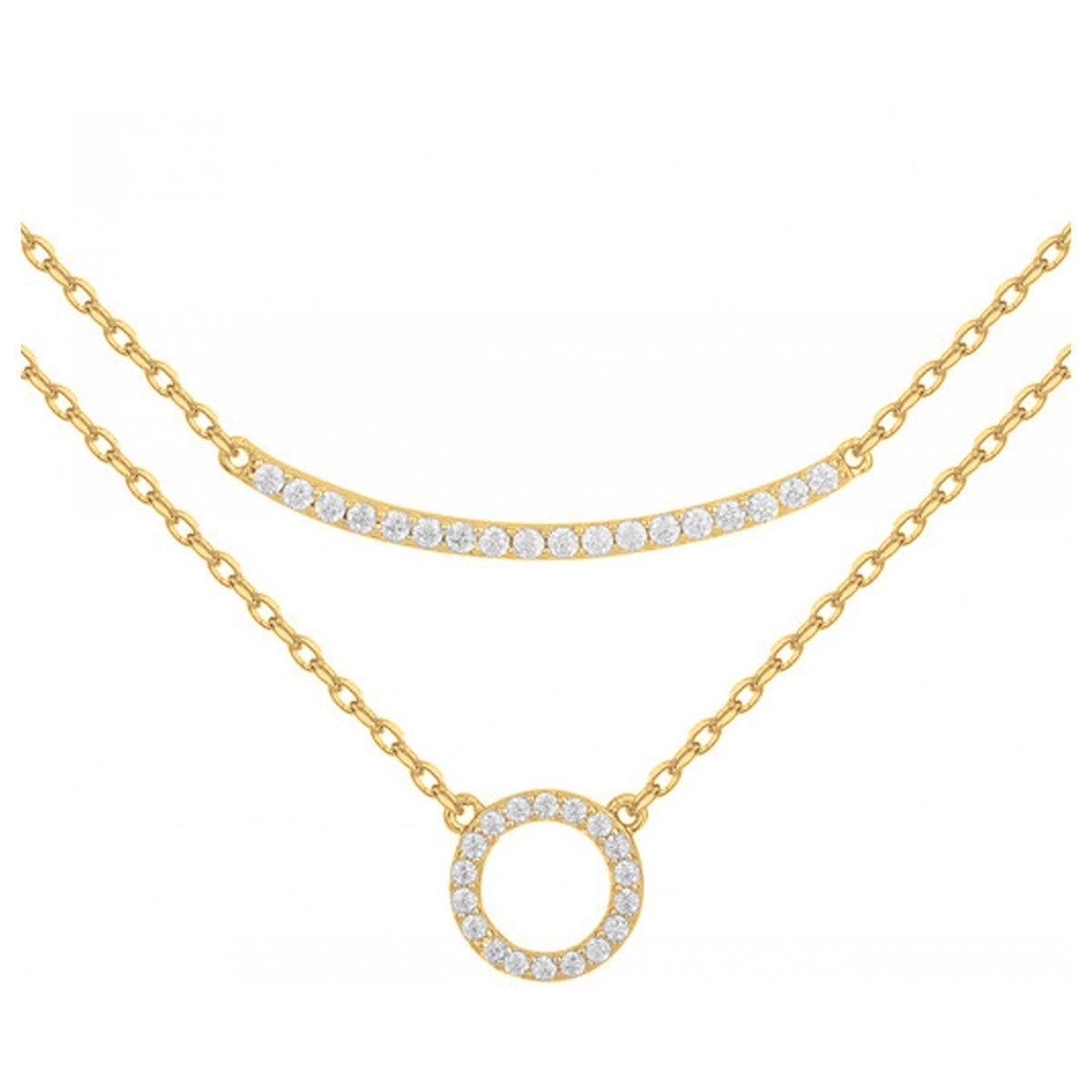 Collier multi-chaînes en Plaqué Or avec oxyde de zirconium blanc