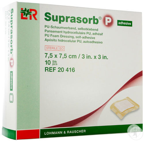 Lohmann & Rauscher Suprasorb P Pansement Hydrocellulaire Pu Adhésif 7,5x7,5cm 10 Pièces (20416)