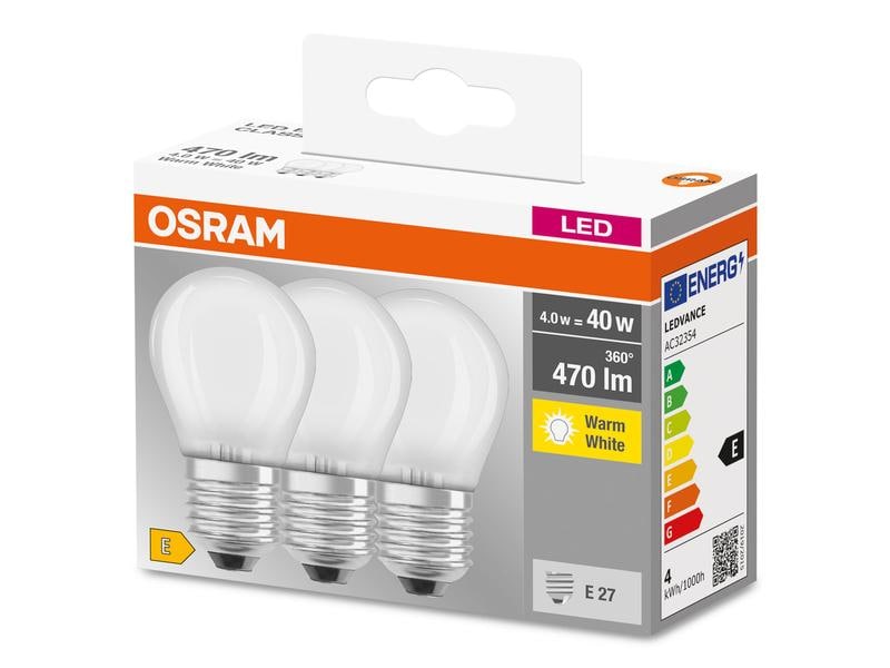 OSRAM Lampe Base Retro, 4W, E27, Warmweiss, 3er Box LED-Leuchtmittel