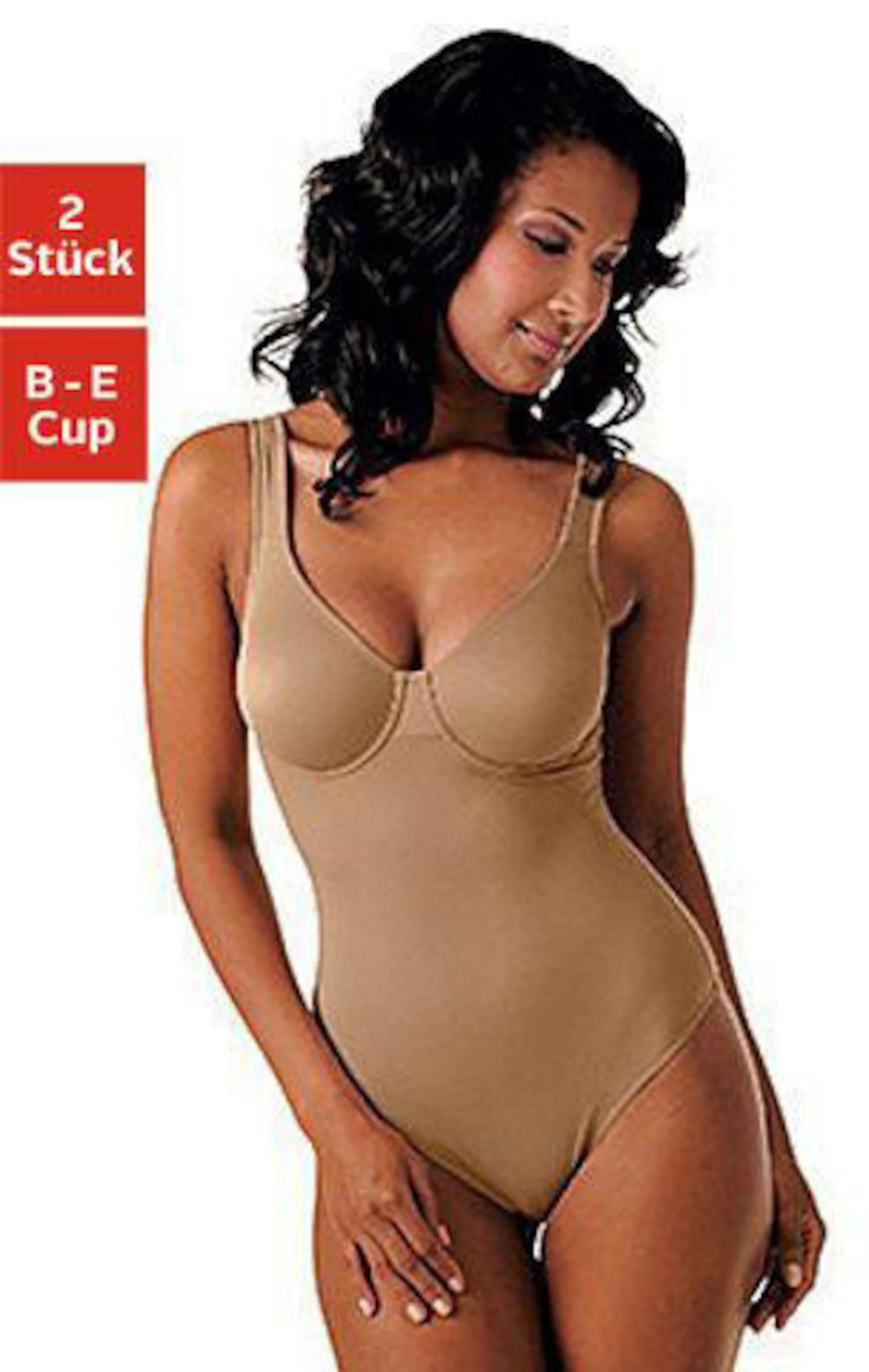 Nuance T-Shirt-Body in nougat+weiß