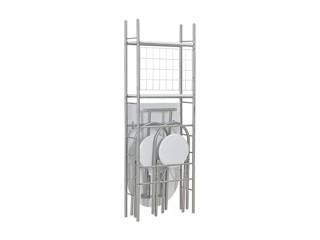 Ensemble à dîner pliant 3 pcs et étagère de rangement MDF acier