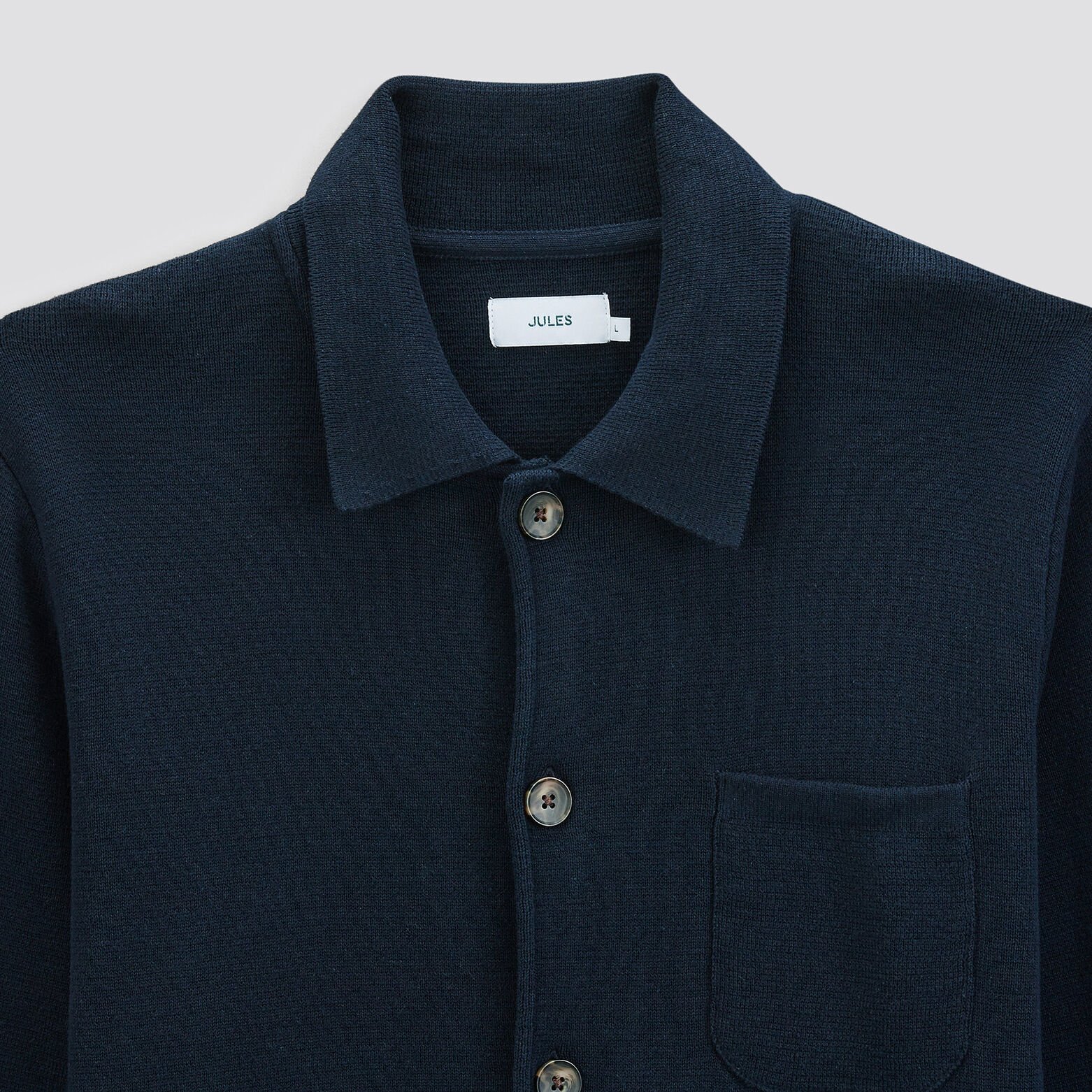 Gilet col chemise en maille Bleu foncé