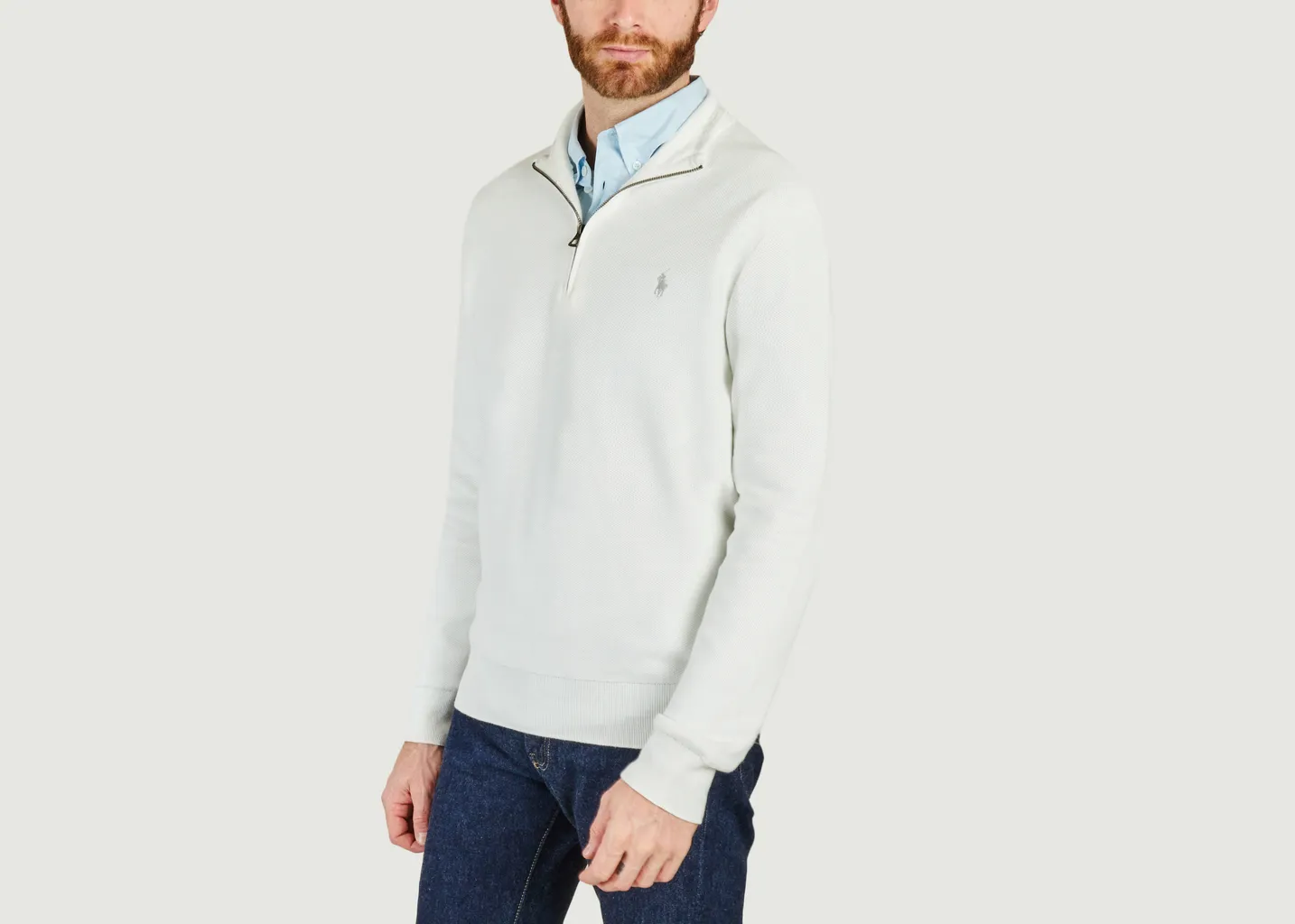 Pull demi-zippé en coton piqué Polo Ralph Lauren
