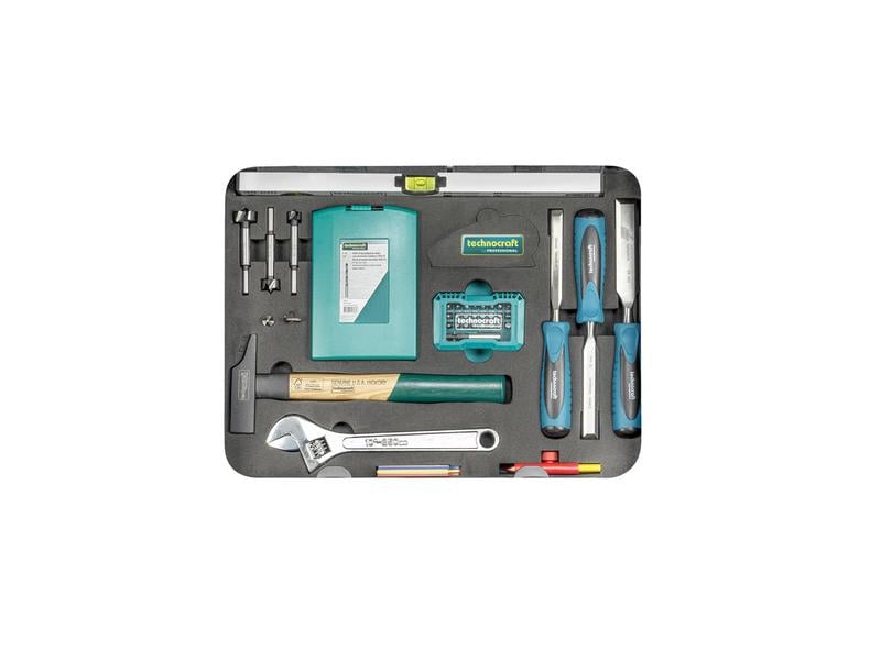 Technocraft Werkzeugkoffer Pro Wood 4 126-teilig Alu-Werkzeugkoffer mit Grundausstattung für Schreiner