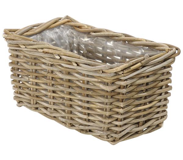 Van der Leeden Rattan-Pflanzkasten, graubraun