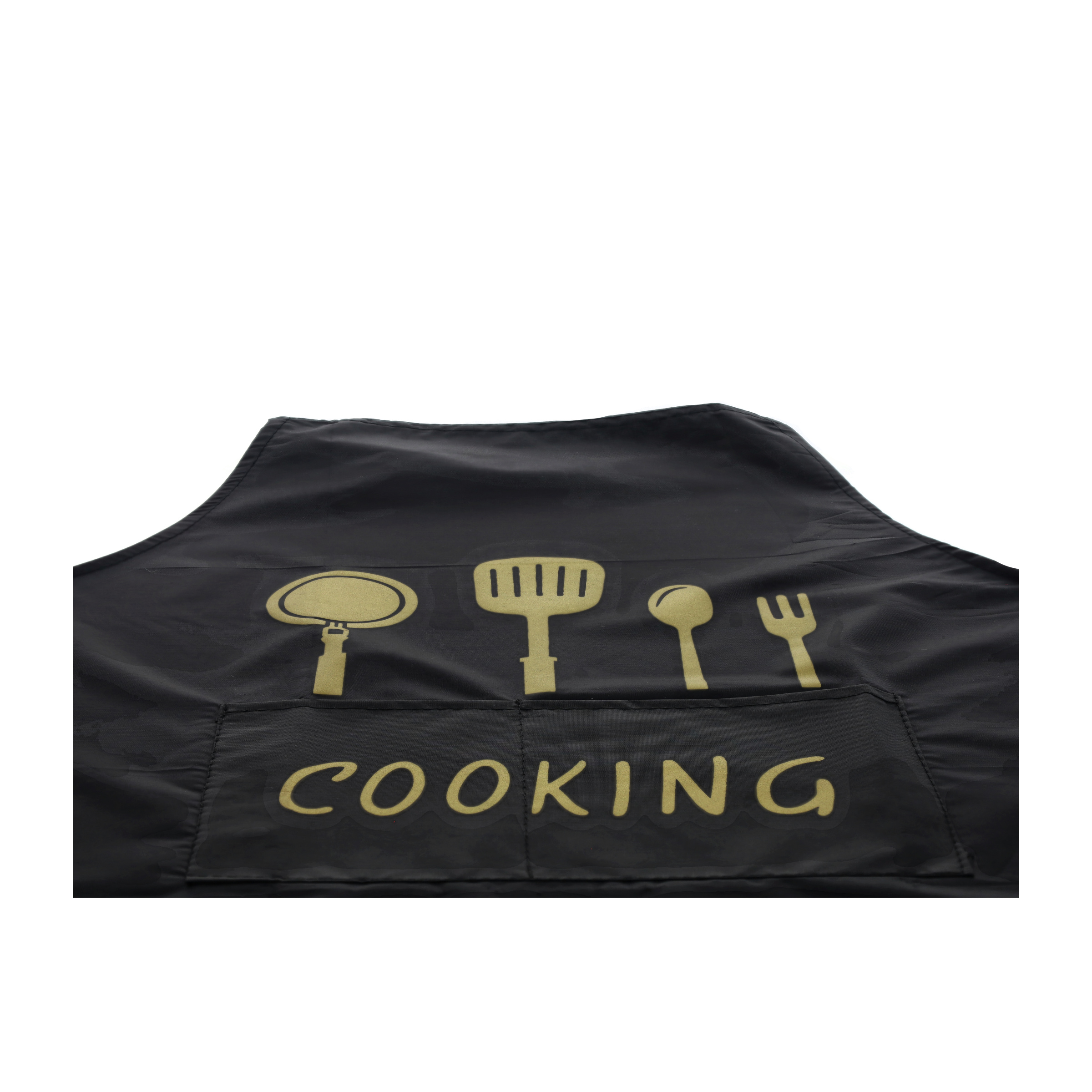(90x60cm) Stylische Kochschürze Wasserabweisende BBQ Grillschürze Koch Umhang mit Bauchtasche   Rückenschnürung - Schwarz