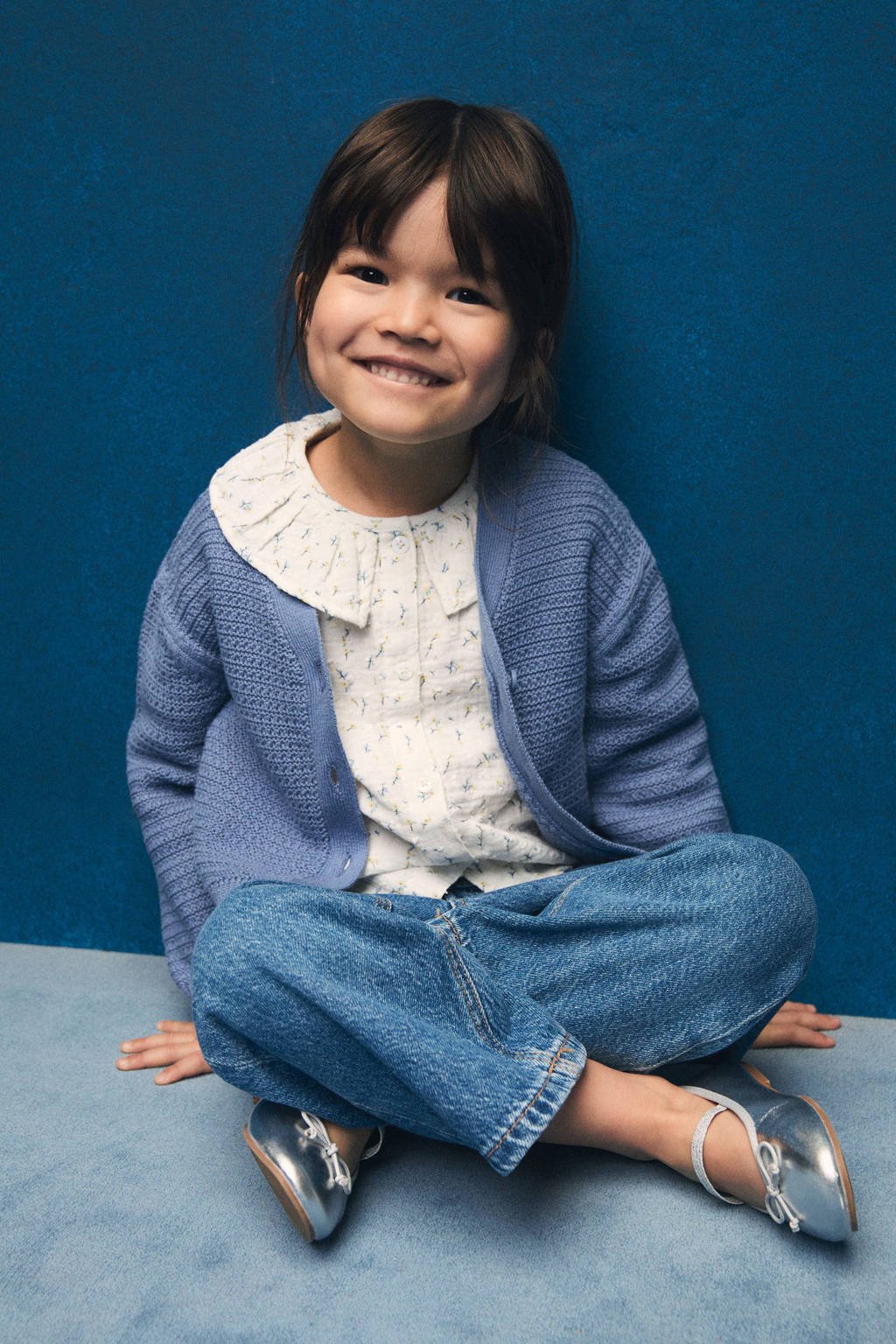 Mango Kids vest blauw gebreid