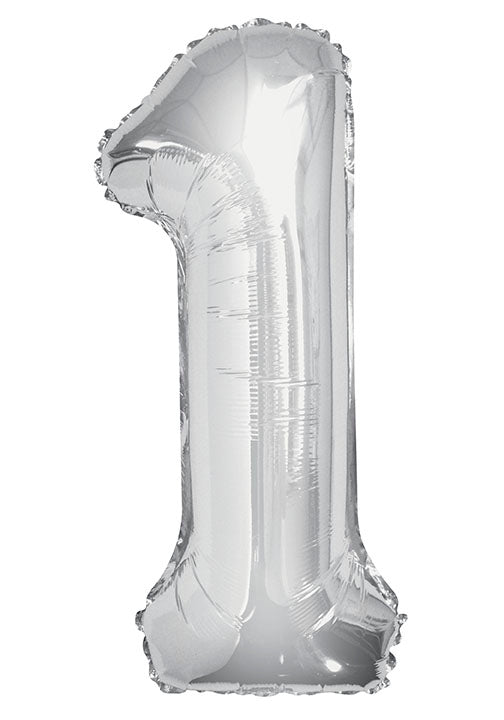 1 Jaar Cijfer Ballon Zilver Leeg 86cm