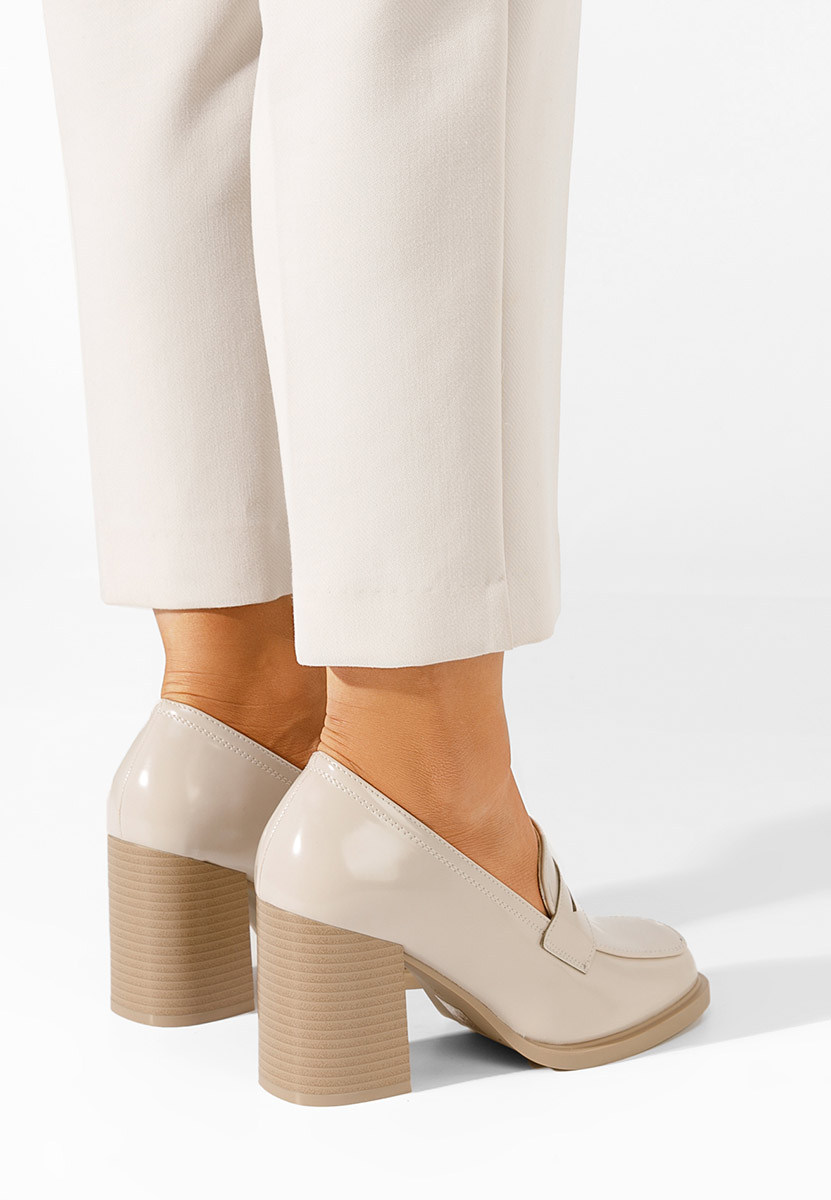 Mocassins à talon beige Odesia