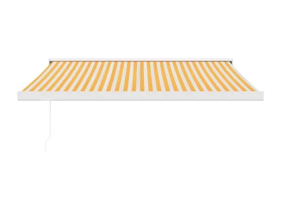 Auvent rétractable jaune et blanc 3x2,5 m tissu et aluminium