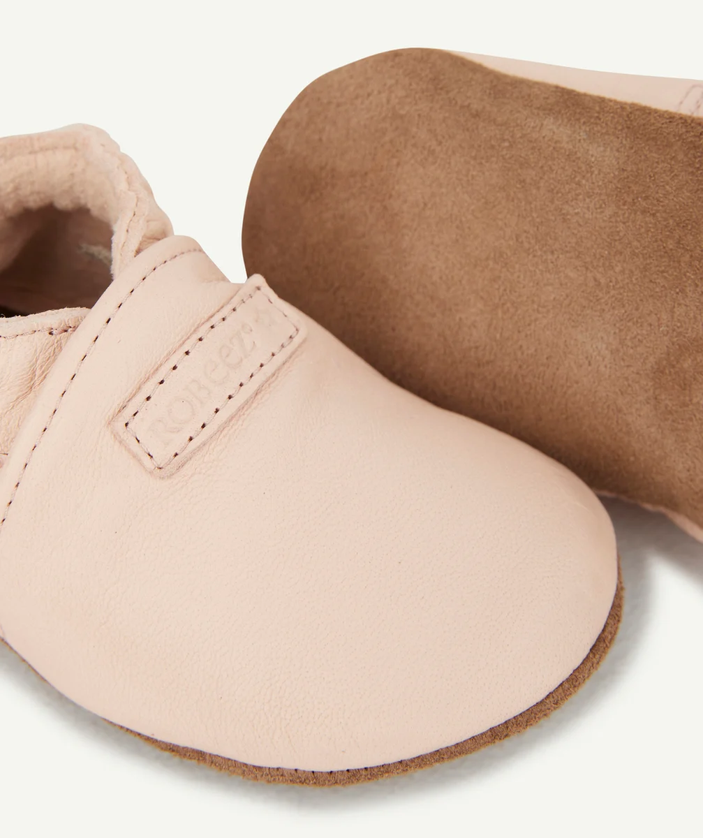 ROBEEZLES CHAUSSONS ROSE CLAIR EN CUIR