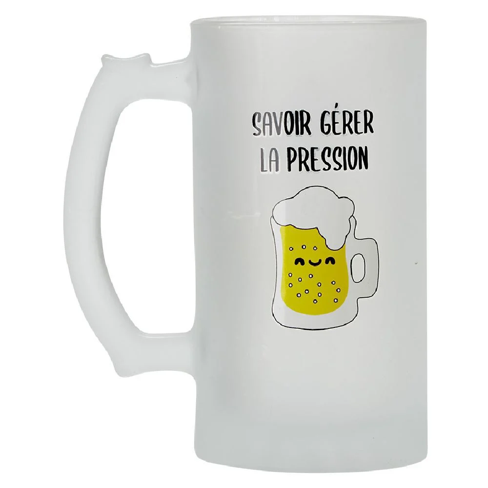 Chope en verre imprimé bière humour