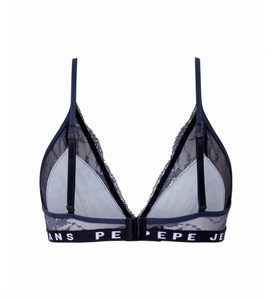 Sutiã triangular Pepe Jeans com renda, preto