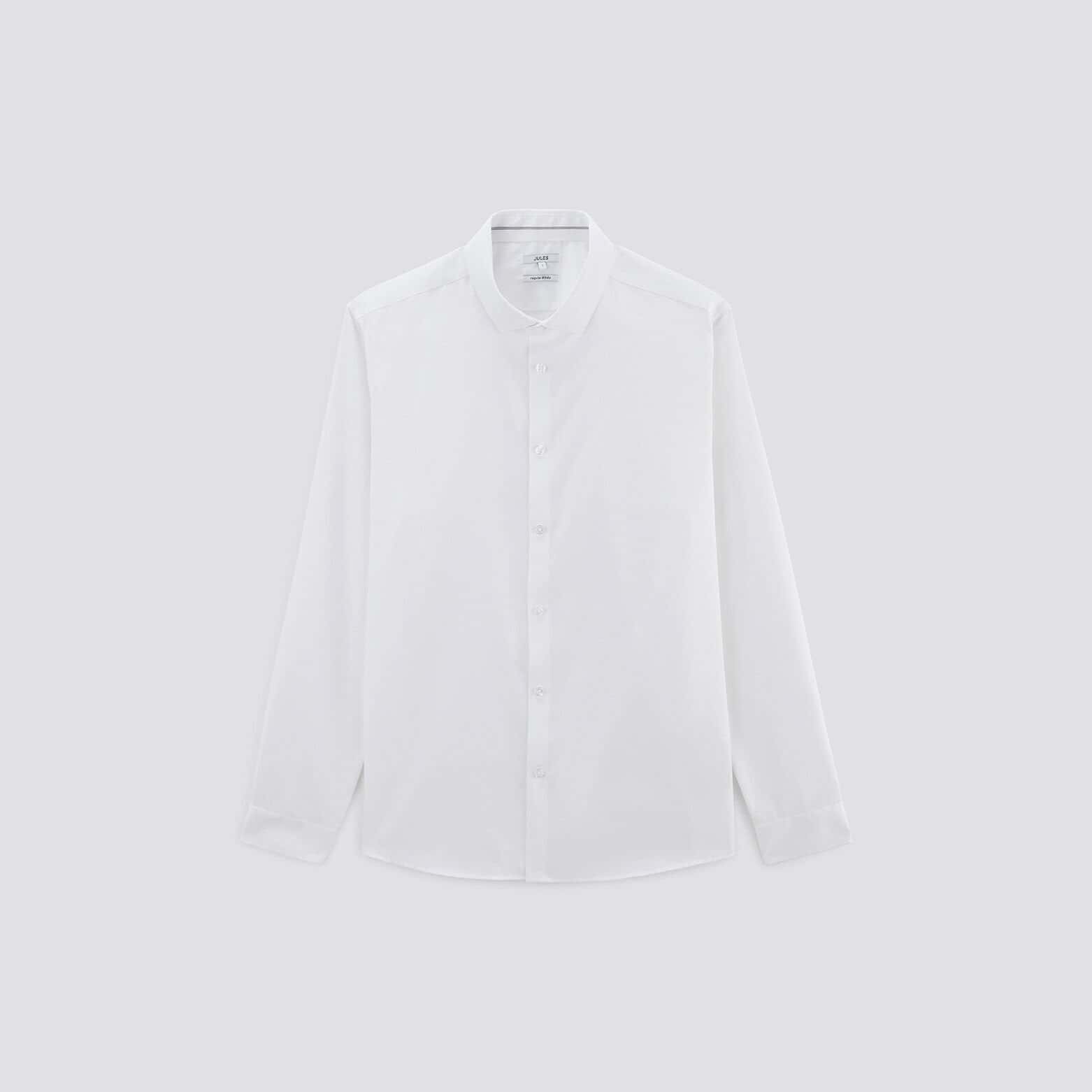 Chemise regular sans repassage unie coton Blanc