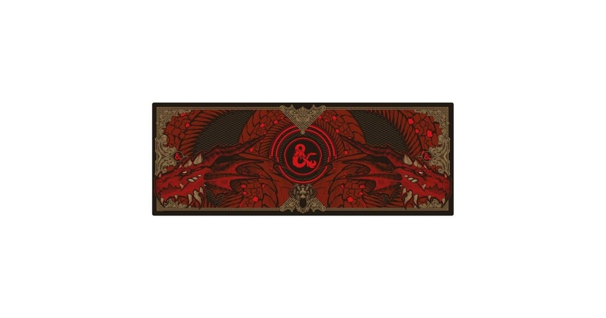 Dungeons and Dragons: Desk Mat & Coaster Set gaming muismat  (Donkerrood/zwart)