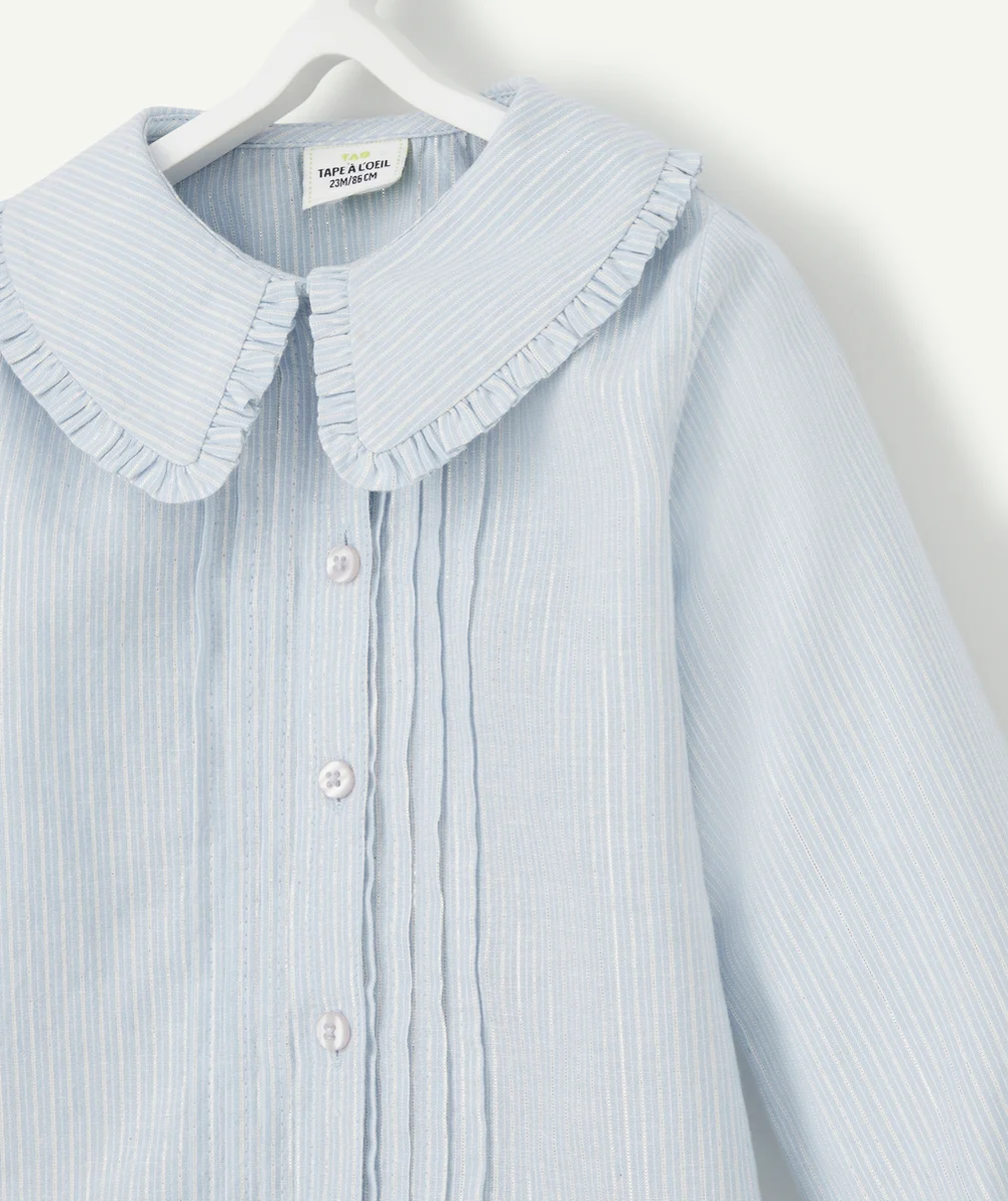 BLOUSE BÉBÉ FILLE AVEC COL CLAUDINE ET LISERÉS PAILLETÉS