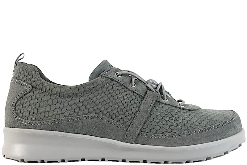 NEW FEET SKO I GRÅ/GRØN PRÆGET NUBUCK