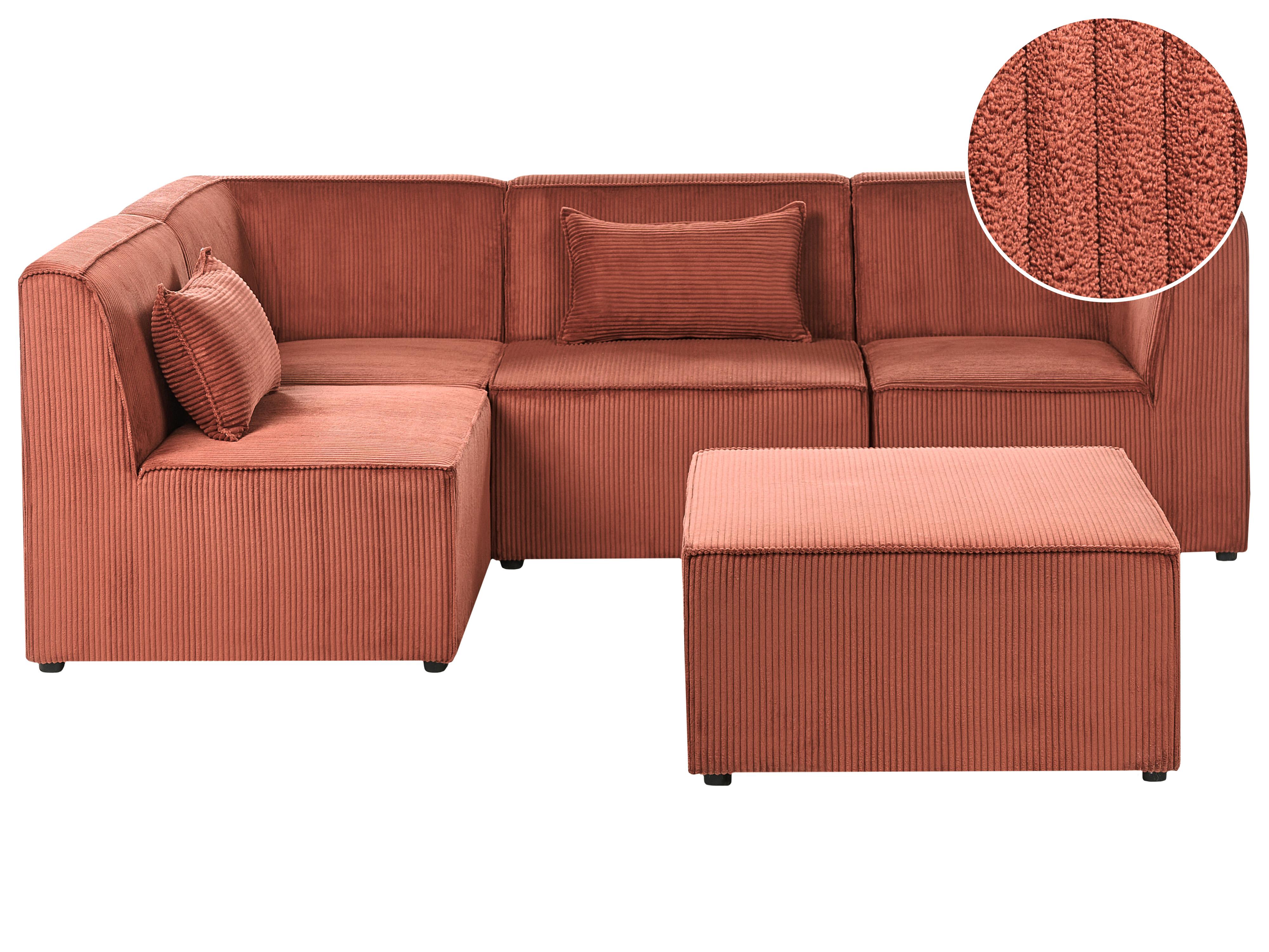Modulaire hoekbank 4-zits LEMVIG Corduroy Goudbruin rechtszijdig