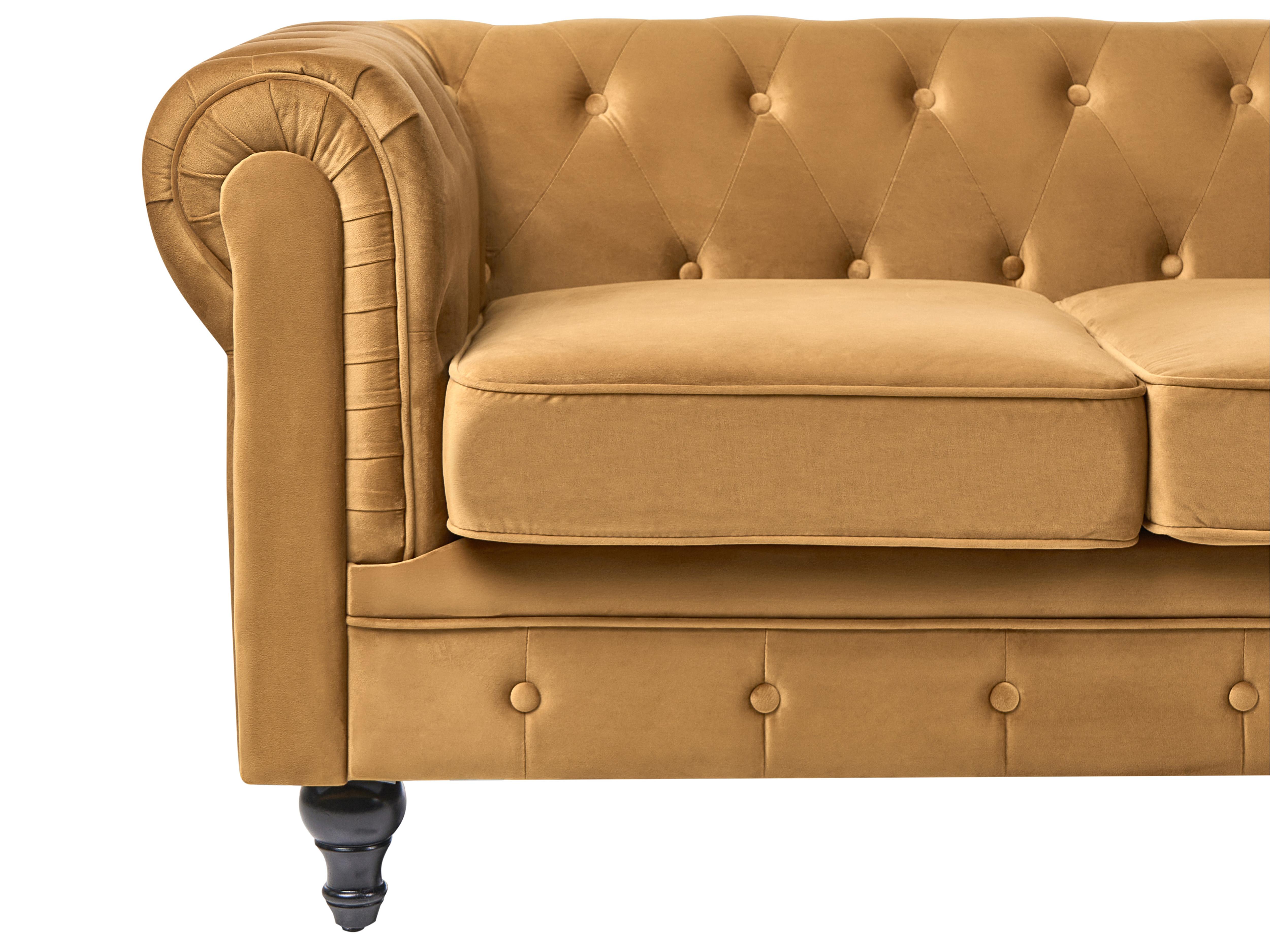 Bank 3-zits CHESTERFIELD Fluweel Goud