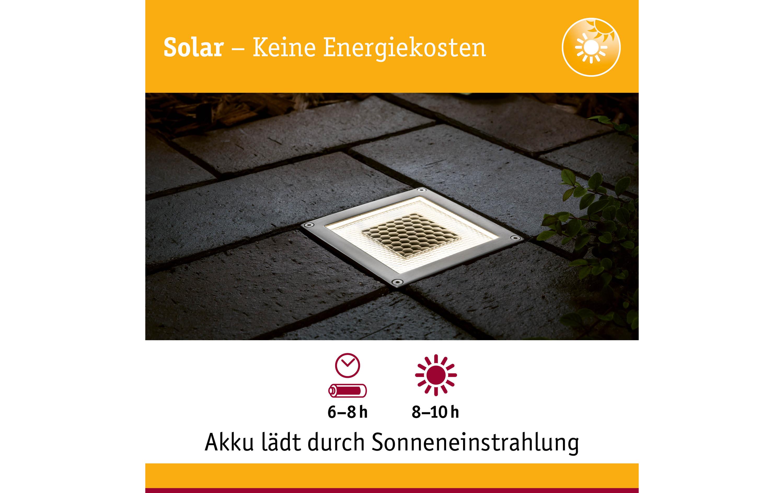 Wegeleuchte LED Solar Cube, 0.24W, 2700K, EdelstahlLED Bodeneinbauleuchte