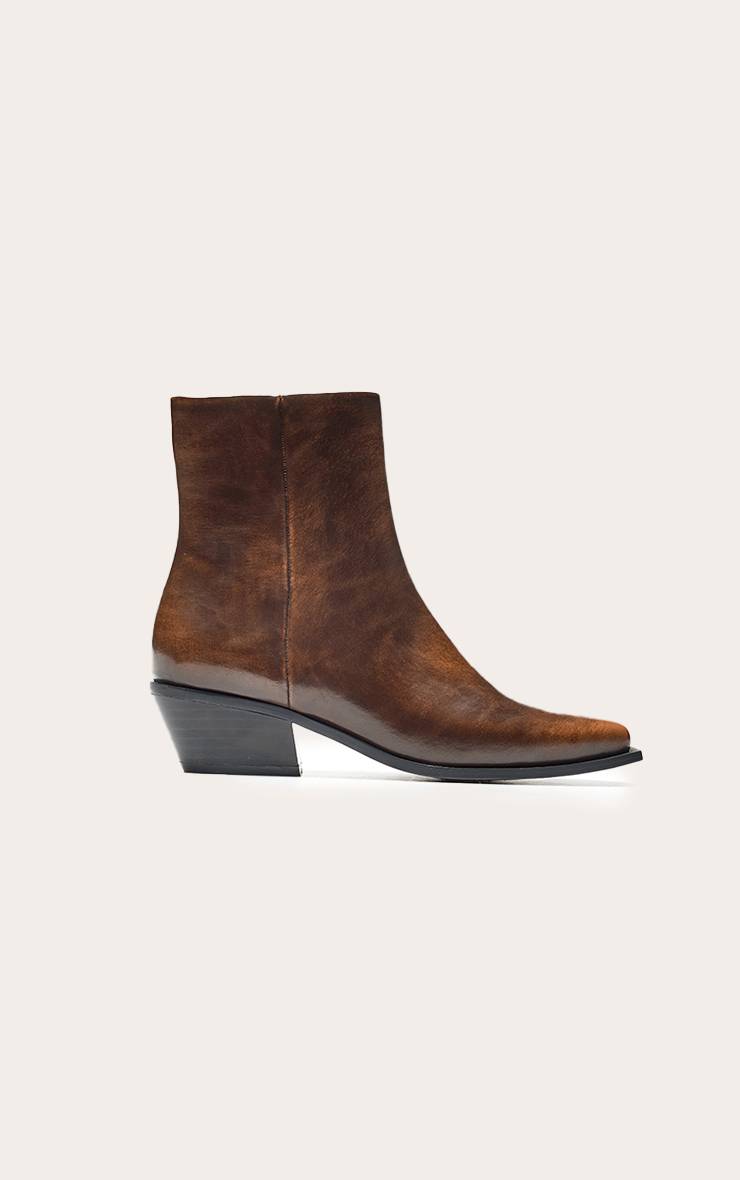 Marron Bottine À Talon Cubain En Synthétique Souple