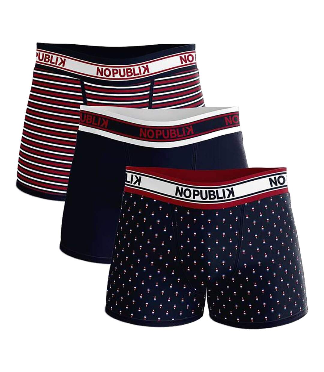Boxer No Publik Homme Confort et Qualité en Coton -Assortiment modèles photos selon arrivages- Pack de 3 Boxers 53302