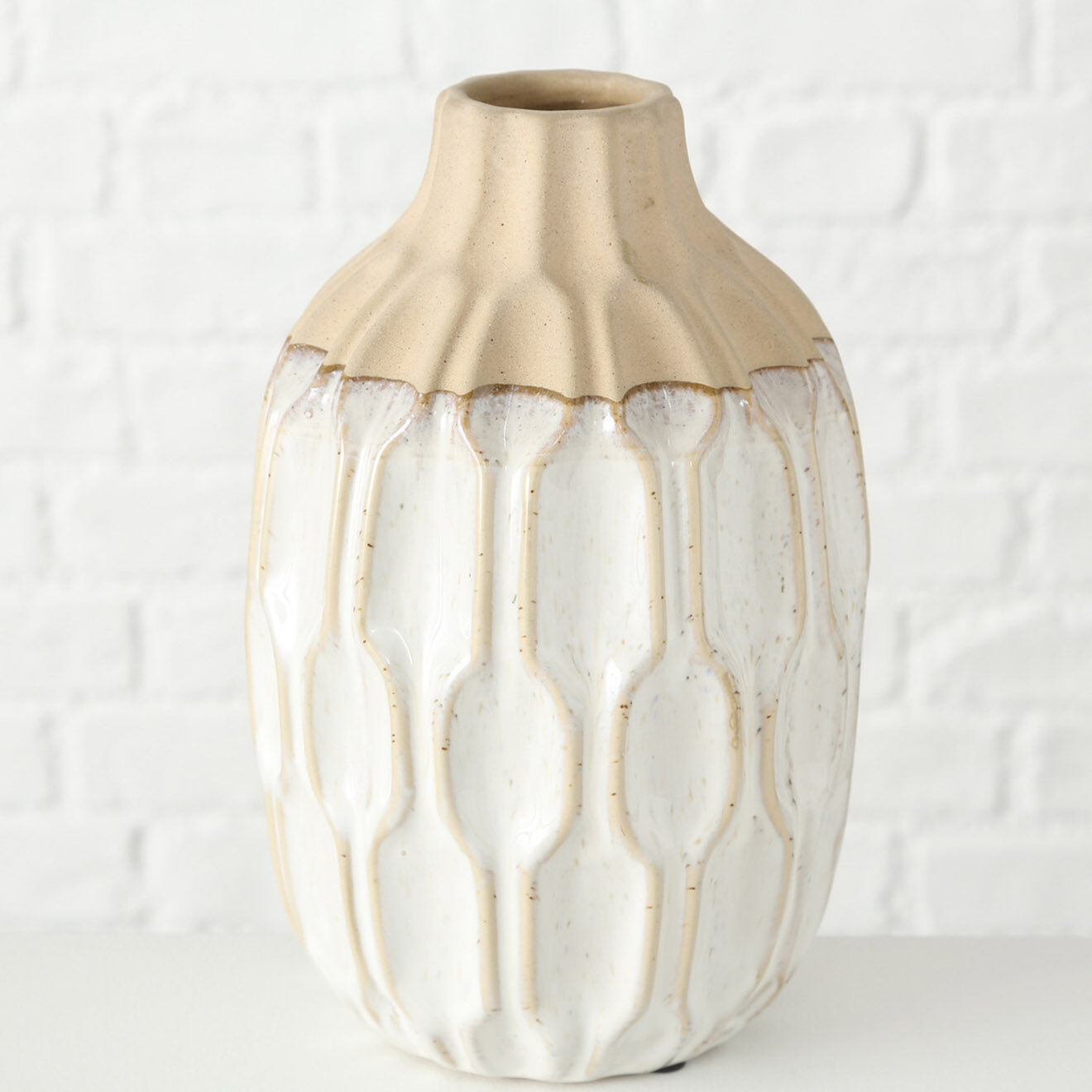 Boltze Vase Malia blanc - D.15xH.25 cm